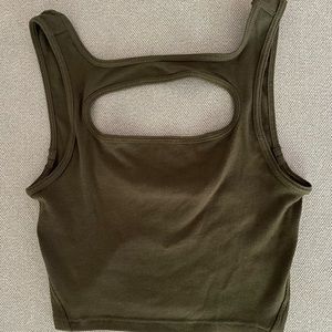 Olive green lululemon crop with cut out